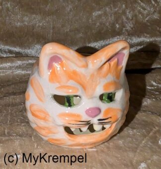 Katzenkopf Teelichthalter - Halloween