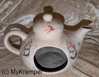 Versteck Teekanne bauchig Applikationen Schneemänner - Sonderpreis
